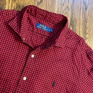 100% cotton POLO red and black gingham button down